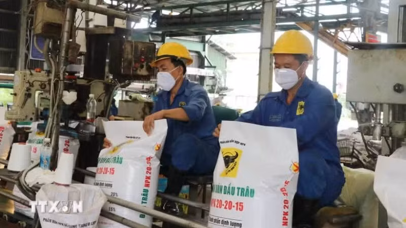 Hoạt động sản xuất phân bón tại một doanh nghiệp trong nước (Ảnh: TTXVN) 