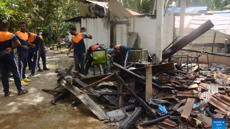 Hiện trường vụ cháy tại viện dưỡng lão Mawpiya Sevana. (Ảnh: Tân Hoa xã)