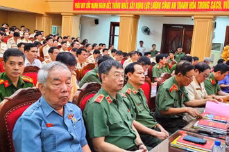 Các đại biểu tham dự Đại hội đại biểu Đảng bộ Công an tỉnh Thanh Hóa.