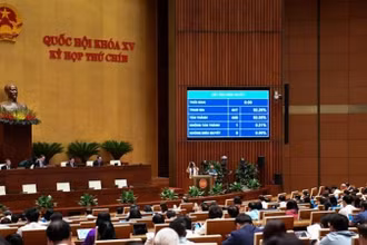 Quốc hội làm việc tại hội trường. (Ảnh: DUY LINH)