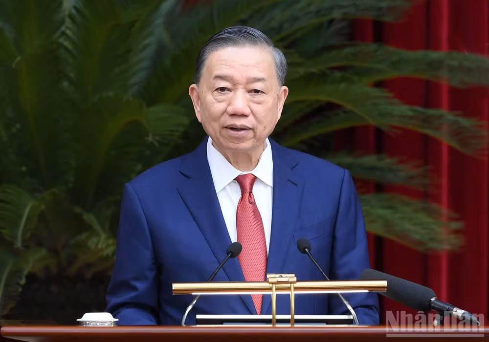 Tổng Bí thư, Chủ tịch nước Tô Lâm tại Hội nghị Trung ương lần thứ tư Ban Chấp hành Trung ương Đảng khóa XIV. (Ảnh: ĐĂNG KHOA)