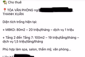 Một tin rao cho thuê nhà ở trên mạng xã hội.