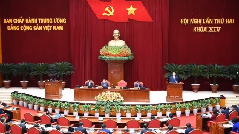 Khai mạc Hội nghị lần thứ 2 Ban Chấp hành Trung ương Đảng khóa XIV. (Ảnh: ĐĂNG KHOA)
