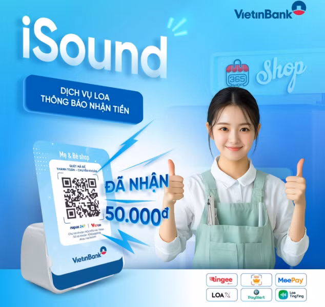Dịch vụ loa thông báo nhận tiền của VietinBank.