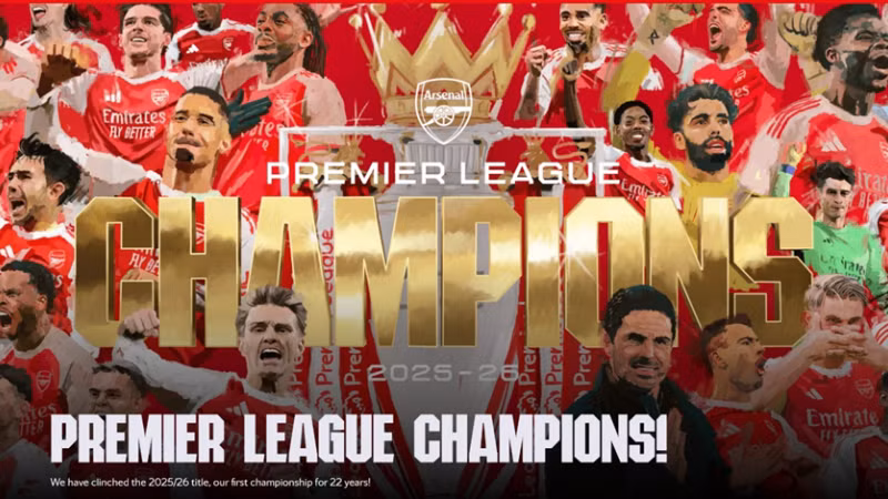 Arsenal trở thành tân vương Premier League 2025-2026. (Nguồn: Arsenal)