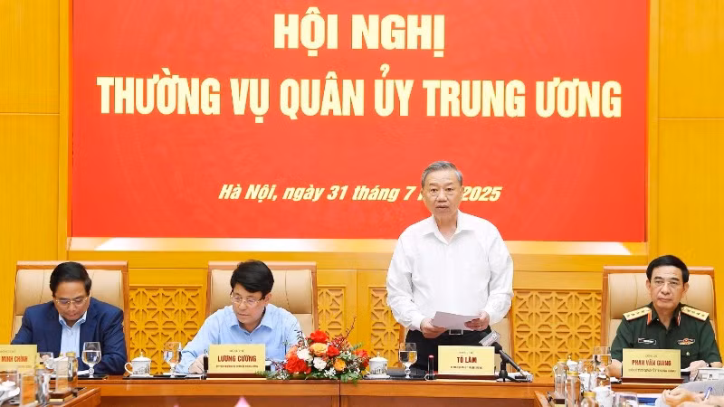 Tổng Bí thư Tô Lâm chủ trì hội nghị. (Ảnh: TTXVN)