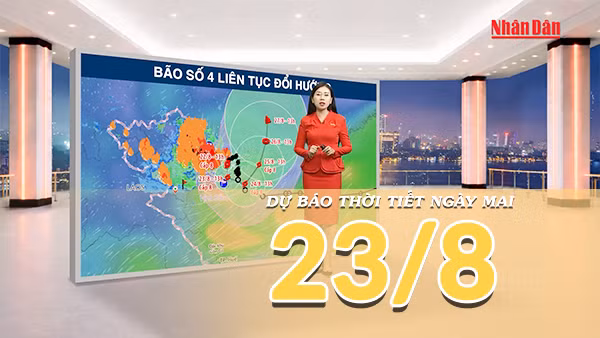 [Video] Dự báo thời tiết đêm nay và ngày mai 23/8/2026: Bão số 4 duy trì cấp 8, Bắc Bộ tiếp tục mưa lớn