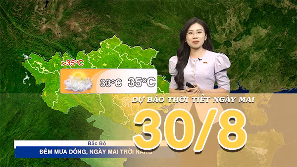 [Video] Dự báo thời tiết đêm nay và ngày mai 30/8/2026: Bắc Bộ tiếp tục có mưa to, Trung Bộ duy trì nắng nóng gay gắt