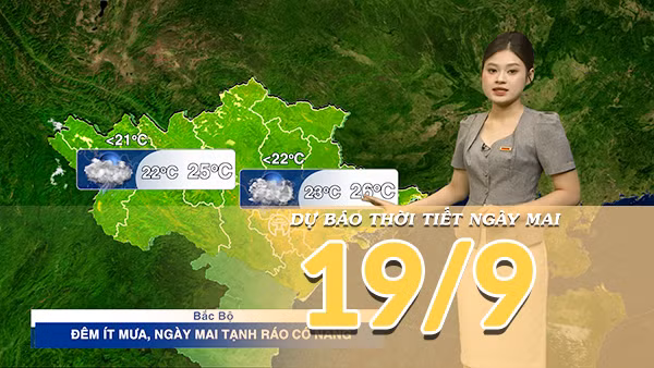 [Video] Dự báo thời tiết đêm nay và ngày mai 19/9/2026: Bắc Bộ giảm mưa, dải mưa lớn dịch xuống miền Trung 