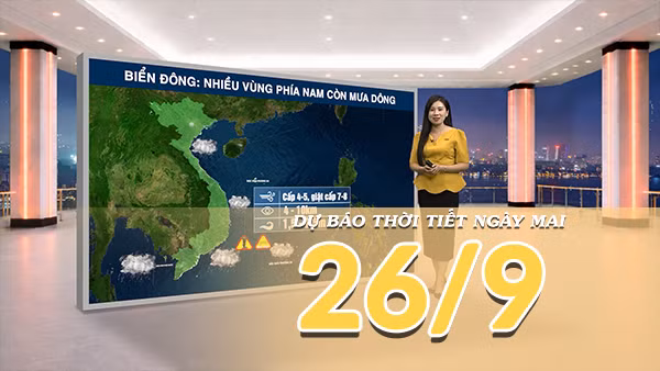 [Video] Dự báo thời tiết đêm nay và ngày mai 26/9/2026: Mưa còn duy trì ở nhiều nơi tại Trung Bộ và Nam Bộ