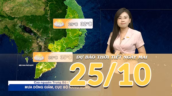 [Video] Dự báo thời tiết đêm nay và ngày mai 25/10/2026: Bắc Bộ ngày nắng, chiều tối có mưa; Trung Bộ và Nam Bộ cục bộ nắng nóng