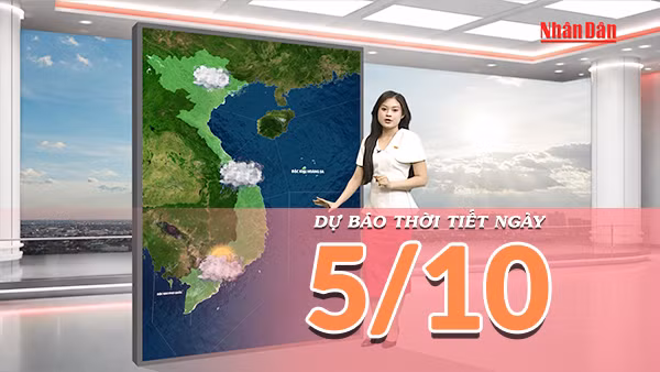 [Video] Dự báo thời tiết ngày 5/10/2026: Không khí lạnh gây mưa ở Bắc Bộ, Trung Bộ; Nam Bộ chiều tối tăng dông 