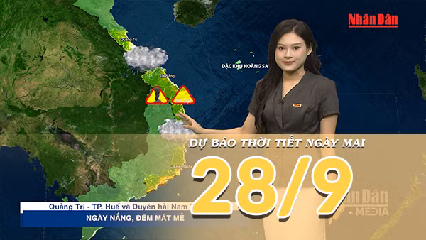 [Video] Dự báo thời tiết đêm nay và ngày mai 28/9/2026: Bắc Bộ nắng ráo, mưa dông giảm ở Trung Bộ và Nam Bộ 