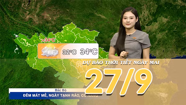 [Video] Dự báo thời tiết đêm nay và ngày mai 27/9/2026: Mưa có xu hướng giảm trên cả nước 