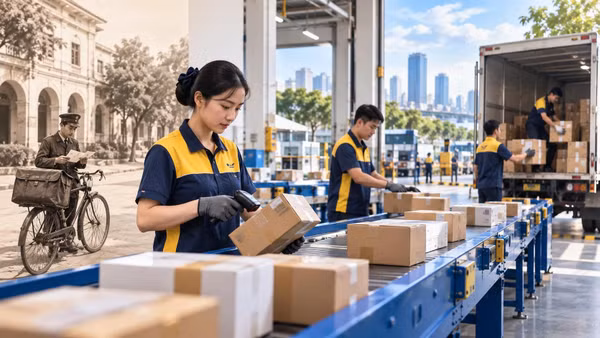 Bưu chính số sẽ giúp khơi thông lượng bưu gửi khổng lồ hàng ngày. (Ảnh minh họa có sử dụng yếu tố AI)