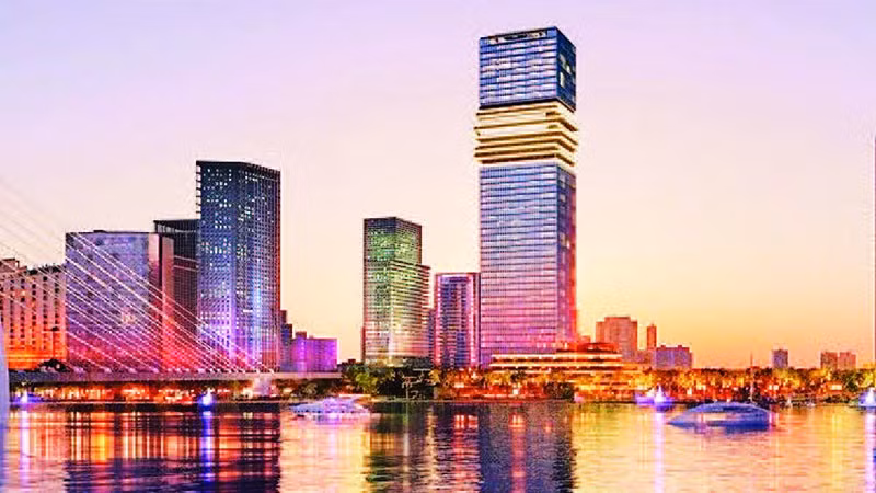 Tòa tháp Trung tâm tài chính quốc tế Saigon Marina cao 55 tầng vừa khánh thành tại Thành phố Hồ Chí Minh. 