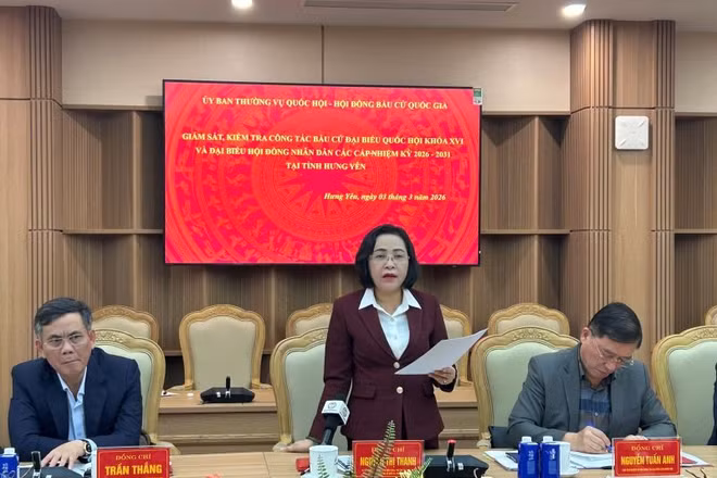 Ủy viên Trung ương Đảng, Phó Chủ tịch Quốc hội Nguyễn Thị Thanh - Ủy viên Hội đồng Bầu cử quốc gia làm Trưởng đoàn, tiến hành giám sát, kiểm tra công tác bầu cử đại biểu Quốc hội khóa XVI và đại biểu Hội đồng nhân dân các cấp nhiệm kỳ 2026-2031 tại Hưng Yên.
