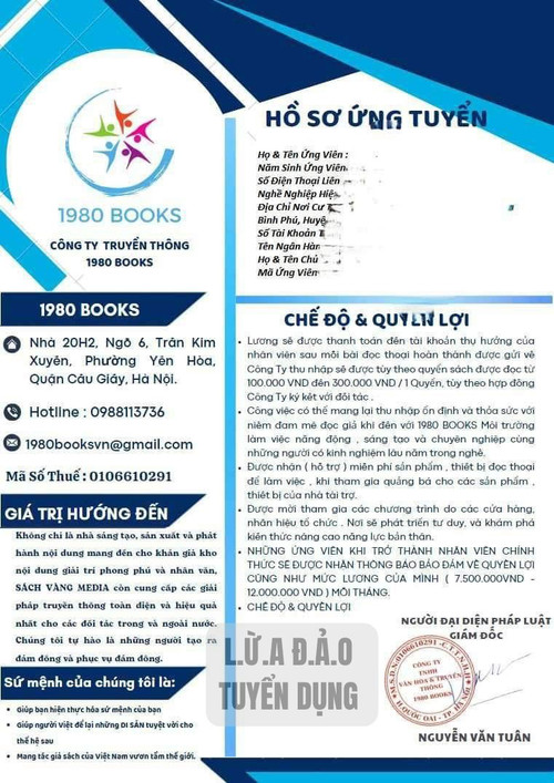 Tin tuyển dụng qua bài quảng cáo trên mạng xã hội.