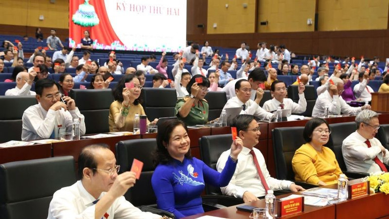 Các đại biểu Hội đồng nhân dân Thành phố Hồ Chí Minh biểu quyết tại kỳ họp. k2.jpg