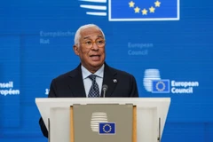 Chủ tịch Hội đồng Châu Âu Antonio Costa phát biểu tại một cuộc họp báo ở Brussels, Bỉ. (Ảnh: THX/TTXVN)