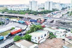 Tiến độ thi công nút giao Mỹ Thủy (thành phố Thủ Đức) ỳ ạch nhiều năm liền, ảnh hưởng đến lưu thông. (Ảnh THẾ ANH)