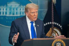 Tổng thống Mỹ Donald Trump trong một lần phát biểu tại Nhà trắng. (Ảnh: THX/TTXVN)