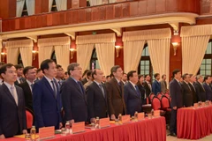 Các đại biểu dự Lễ khai giảng. (Ảnh: NGUYỄN BẢO LONG)