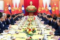 Tổng Bí thư Tô Lâm hội đàm với Tổng Bí thư, Chủ tịch nước Lào Thongloun Sisoulith. (Ảnh: ĐĂNG KHOA)