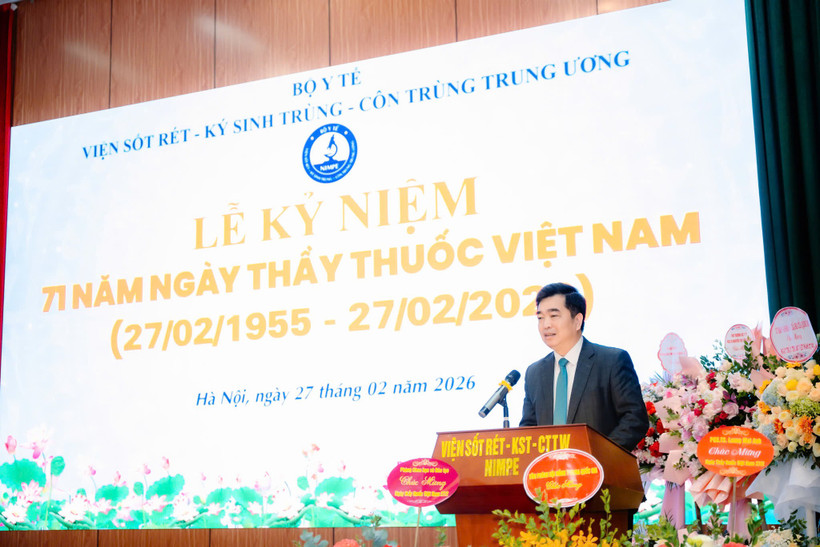 Đồng chí Nguyễn Hoàng Mai, Phó Chủ nhiệm Ủy ban văn hóa và Xã hội của Quốc hội phát biểu tại Lễ kỷ niệm. 