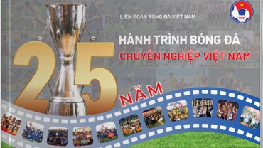Bìa sách 25 năm Hành trình bóng đá chuyên nghiệp Việt Nam.