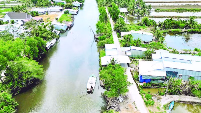 Một đoạn kênh Xáng Cùng nhưng bờ bên trái thuộc tỉnh An Giang đã có nước kéo đến tận nhà, còn bờ bên ấp Thanh Tùng (xã Biển Bạch, tỉnh Cà Mau), người dân vẫn mỏi mòn chờ nước sinh hoạt.