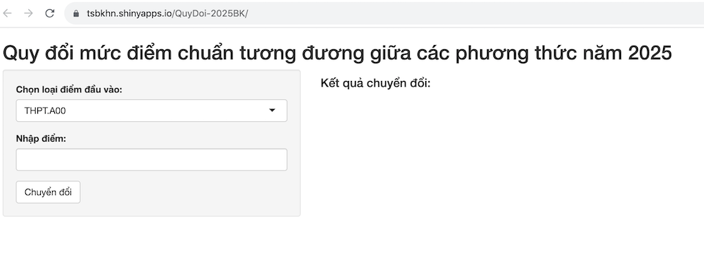 Trang tra cứu các mức quy đổi điểm chuẩn tương đương của Đại học Bách khoa Hà Nội 1.png
