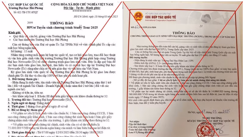 Thông tin giả về học bổng, tài trợ du học.