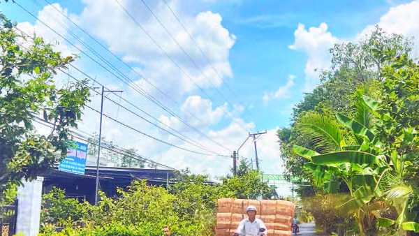 Người dân xã Hòa Long chở lọp đi giao cho khách.