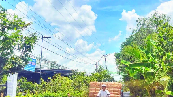 Người dân xã Hòa Long chở lọp đi giao cho khách.