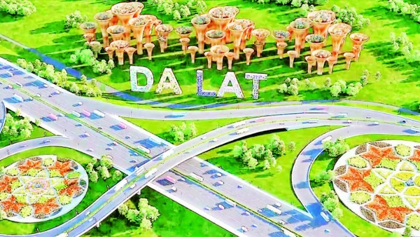 Phối cảnh điểm giao trên tuyến cao tốc Bảo Lộc-Liên Khương.