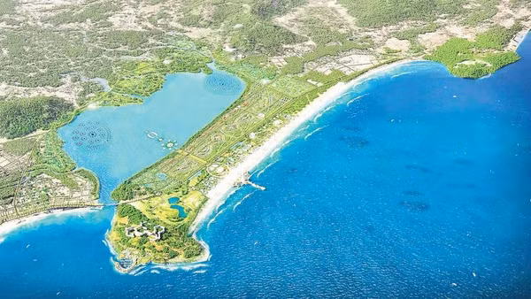 Phối cảnh tổng thể Khu đô thị, dịch vụ du lịch nổi tại đầm Đề Gi.