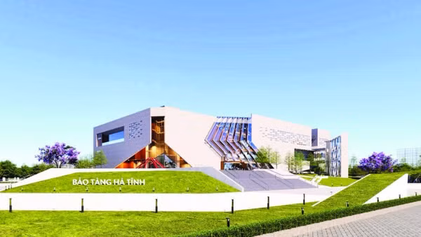 Phối cảnh mặt chính công trình Bảo tàng Hà Tĩnh.