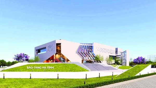 Phối cảnh mặt chính công trình Bảo tàng Hà Tĩnh.