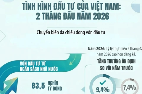 Tình hình đầu tư hai tháng đầu năm 2026: Vốn thực hiện tăng trưởng tích cực, đầu tư ra nước ngoài bứt phá