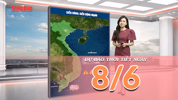 [Video] Dự báo thời tiết ngày 8/6/2026: Bắc Bộ về đêm có mưa dông diện rộng, Trung Bộ duy trì nắng gắt