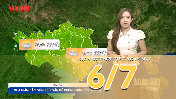 [Video] Dự báo thời tiết đêm nay và ngày mai ngày 6/7/2026: Hoàn lưu sau bão tiếp tục gây mưa ở Bắc Bộ và Trung Bộ