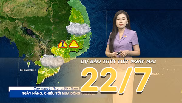 [Video] Dự báo thời tiết đêm nay và ngày mai ngày 22/7/2026: Bắc Bộ giảm mưa, Trung Bộ bước vào cao điểm nắng nóng