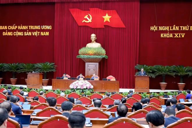 Hội nghị lần thứ 3 Ban Chấp hành Trung ương Đảng Cộng sản Việt Nam khóa XIV. (Ảnh: ĐĂNG KHOA)