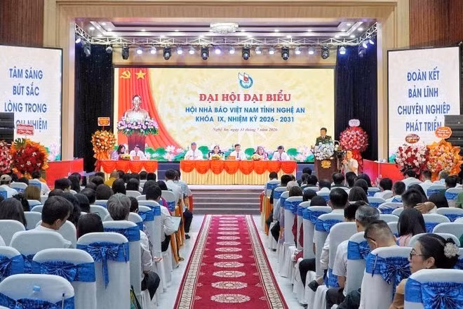Quang cảnh Đại hội Đại biểu Hội Nhà báo Việt Nam tỉnh Nghệ An khóa IX.