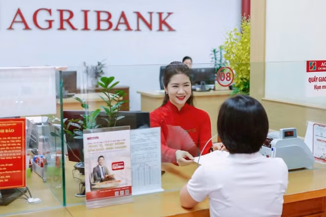Khách hàng giao dịch tại Agribank chi nhánh Thăng Long. (Ảnh: KHÁNH HIỀN)