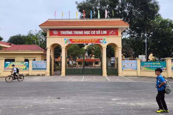 Trường trung học cơ sở Lim - nơi xảy ra vụ xô xát giữa nhóm học sinh bị phát tán trên mạng xã hội.