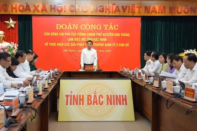 Phó Thủ tướng Chính phủ Nguyễn Văn Thắng chủ trì buổi làm việc với tỉnh Bắc Ninh về tình hình triển khai thực hiện các giải pháp tăng trưởng kinh tế hai con số.