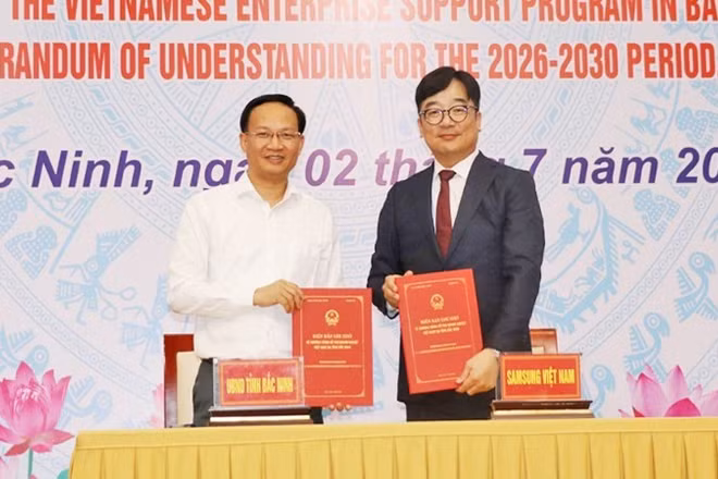 Tỉnh Bắc Ninh và Samsung Việt Nam ký kết Biên bản ghi nhớ hợp tác giai đoạn 2026-2030.