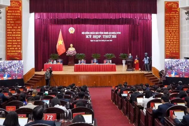 Quang cảnh Kỳ họp thứ 35, Hội đồng nhân dân tỉnh Nghệ An khóa XVIII.